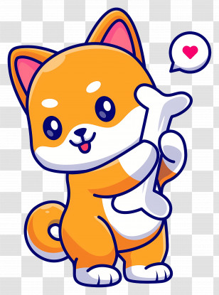Dog Heart - Cartoon Dog Holding Bone Transparent PNG
