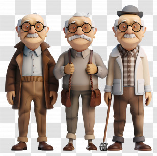 Old People - Elderly Gentlemen In Vintage Attire Illustration Transparent PNG