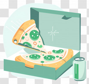Pizza Box - Pizza Slice In Box With Soda Can Transparent PNG
