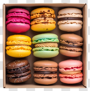 Macaroons - Box Of Colorful Assorted Macarons Transparent PNG