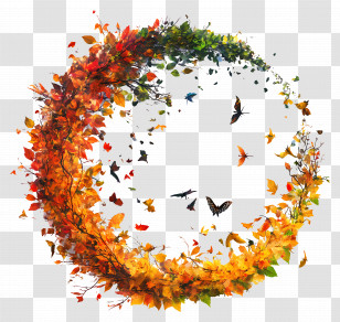 September Equinox - Autumn Leaf Wreath Transparent PNG