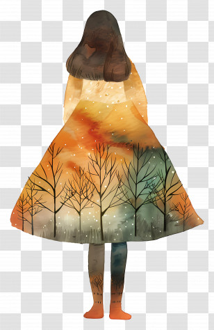 Skirt - Girl In Nature Dress Transparent PNG