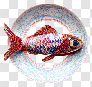 Fish On Plate - Quilled Fish Art Transparent PNG