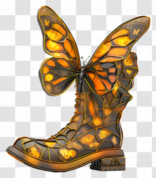Butterfly - Stained Glass Boot With Butterfly Wings Transparent PNG