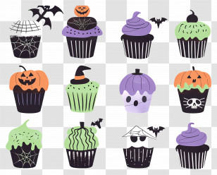 Halloween Cupcakes - Halloween-Themed Cupcakes With Festive Designs Transparent PNG