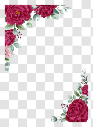 Wedding Invitation - Red Flower Border For Decor Transparent PNG
