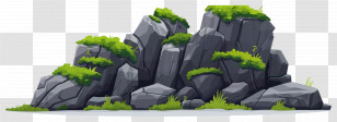 Cartoon Rock - Moss-Covered Rocks Illustration Transparent PNG