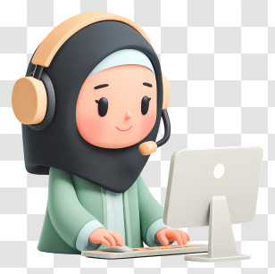 Customer Service Center - Friendly Support Avatar At Computer Transparent PNG