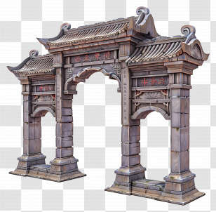 Temple Gate - Traditional Stone Archway Design Transparent PNG