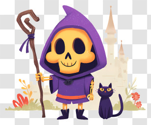 Master Skeletor - Skeleton Wizard With Cat Transparent PNG