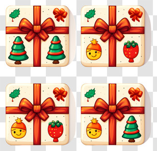 Present Designs - Christmas Gift Boxes With Decorations Transparent PNG