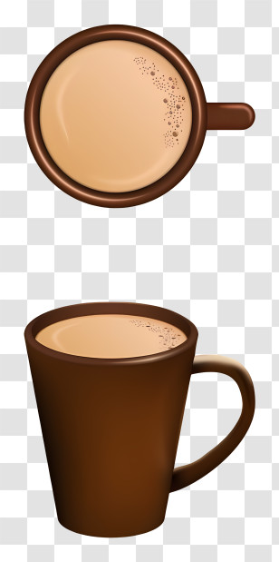 Coffee Cups - Brown Coffee Mug With Top View Transparent PNG