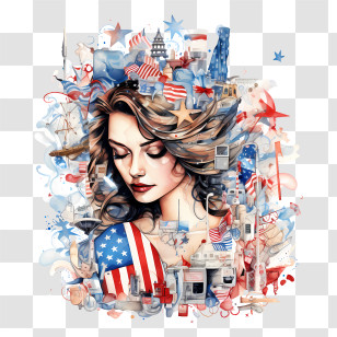 National Civic Pride Day - Patriotic Woman With American Flag Transparent PNG