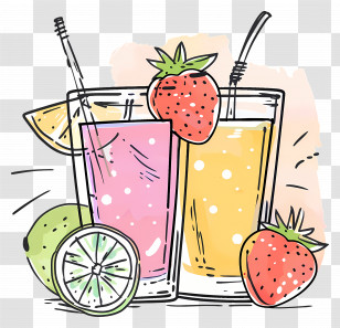Juice - Refreshing Fruit Juices With Strawberries And Lime Transparent PNG