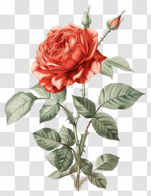 Rose Flower - Red Rose Botanical Illustration Transparent PNG