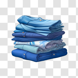 Stack Of Clothes - Neatly Stacked Blue Shirts Transparent PNG