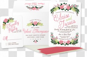 Floral Design Wedding Invitation Pink M - Flower Garland Transparent PNG