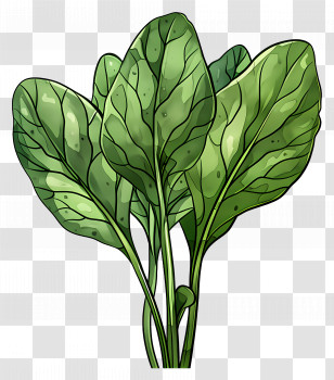 Spinach - Illustration Of Fresh Spinach Leaves With Vibrant Green Color Transparent PNG