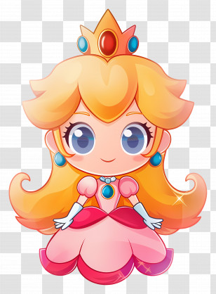 Princess Peach - Cartoon Princess With Crown Transparent PNG