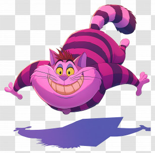 Cheshire Cat - Purple Striped Cat Cartoon Character Transparent PNG