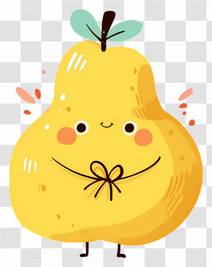 Pear - Cheerful Yellow Cartoon Pear Transparent PNG