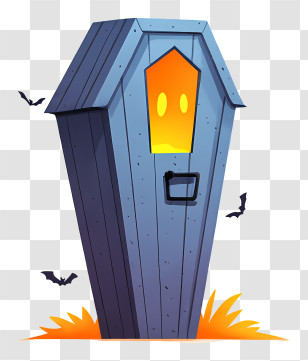 Halloween Coffin - Spooky Coffin With Glowing Face Transparent PNG