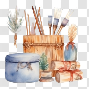 Christmas Gift Box
 - Art Supplies With Brushes And Paints Transparent PNG