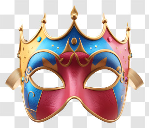 Purim - Colorful Masquerade Mask With Crown Design Transparent PNG