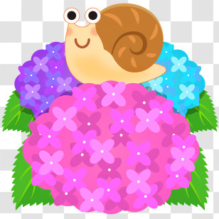 Snail - Cute Snail On Colorful Flowers Transparent PNG