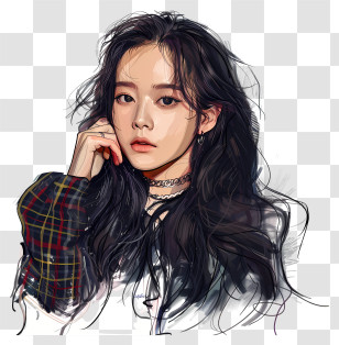 Jisoo - Woman With Long Hair Illustration Transparent PNG
