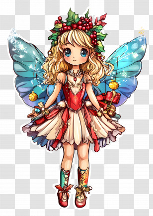 Christmas Fairy - Fairy Girl With Blue Wings Transparent PNG