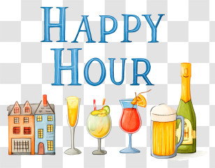 Happy Hour Day - Happy Hour With Drinks Transparent PNG