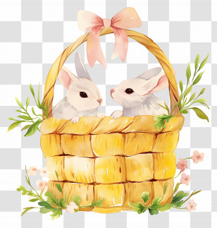 Easter Bunny Basket - Bunnies In A Basket Transparent PNG