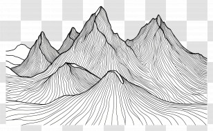 Mountain Outline - Abstract Black And White Mountain Line Art Transparent PNG