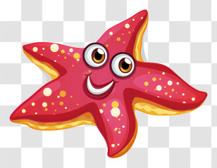 Red Starfish - Smiling Starfish Cartoon Illustration Transparent PNG