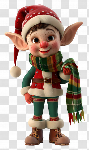 Cute Christmas Elf In Red And Green Outfit - Adorable Christmas Elf In Festive Outfit Transparent PNG