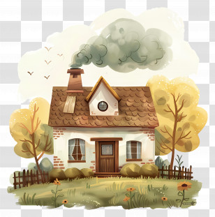 Country House - Charming Countryside House With Smoke From Chimney Transparent PNG