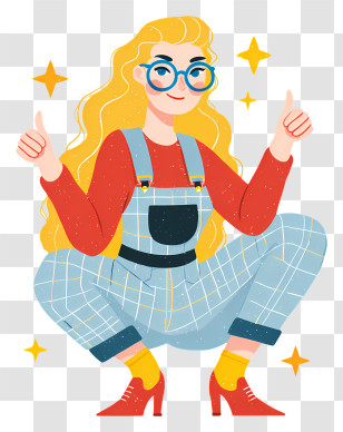 Girl Thumbs Up - Cheerful Blonde Girl Giving Thumbs Up Transparent PNG