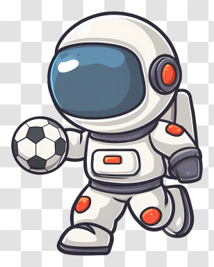 Astronaut Playing Soccer Ball - Cartoon Astronaut Playing Soccer Transparent PNG