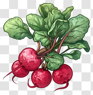 Radish Bunch Illustration - Fresh Radish Bunch With Leaves Illustration Transparent PNG