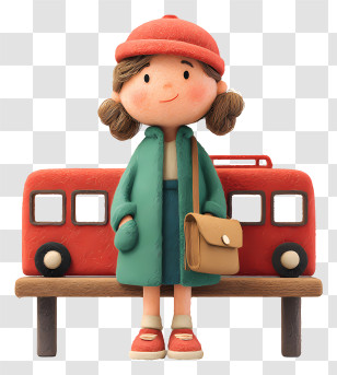 Girl Waiting For Bus - Girl Waiting At Bus Stop Transparent PNG