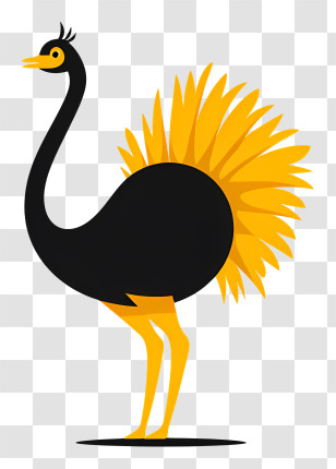 Ostrich Logo - Black And Yellow Ostrich Illustration Transparent PNG