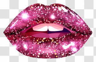 Glittery Lips - Sparkly Glitter Lips Illustration Transparent PNG