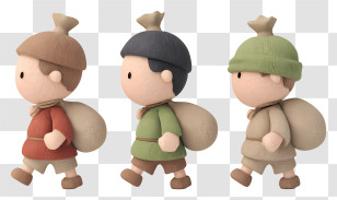 Sack Race - Toy Travelers With Bags On A Journey Transparent PNG