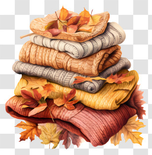 Fall Fashion - Stack Of Autumn Sweaters Transparent PNG