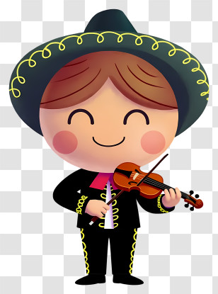 Cartoon Mariachi Boy - Cute Mariachi Violinist Transparent PNG