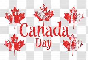 Canada Day - Canada Day Celebration Design With Maple Leaves Transparent PNG