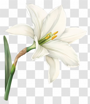 Lily Flower - White Lily Flower Illustration Transparent PNG