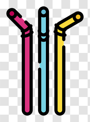 Drinking Straws - Colorful Bendable Straws Transparent PNG