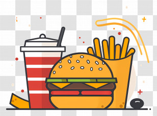 Fast Food - Tasty Burger, Fries, And Drink Combo Transparent PNG